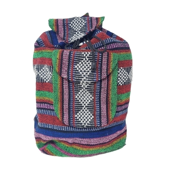 Unbranded | Multicolored Bohemian Baja Fabric Backpack or Bookbag (One Size) - Picture 1 of 14